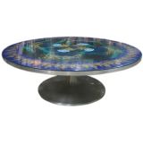 Hand-painted Round Swedish Coffee Table Hand-painted Round Swedish Coffee Table