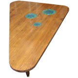Freeform Walnut Coffee Table with Venetian Glass Inlay