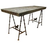 Giacometti inspired table with a ceruse top