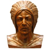 Antique Folk Art wooden Indian Head