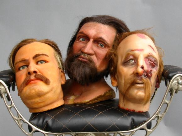 Priced individually between $400-$800 ( older ones the most money, i.e. Birdman of Alcatraz and Christ at higher end) From defunct Wax Museum. All have glass eyes.<br />
*********NOTE: Many have been sold, email to check inventory.