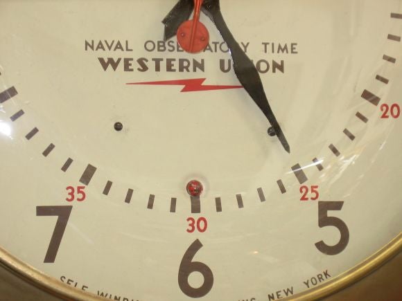 Terrific looking clock from a Western Union Telegraph Office. Face reads 