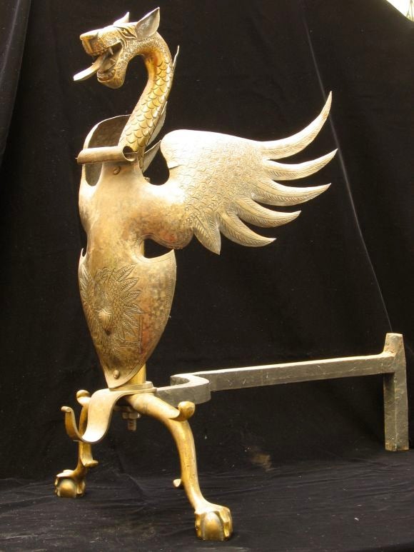 Winged Dragon Andirons