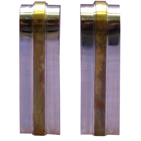 Strking Andirons In the Style of Karl Springer