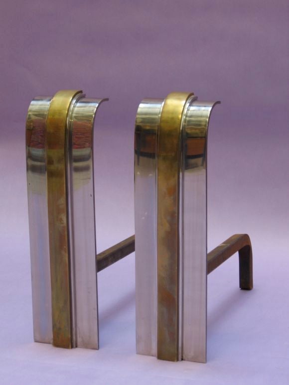 Neo-Deco, high quility andirons in the style of Karl Springer
