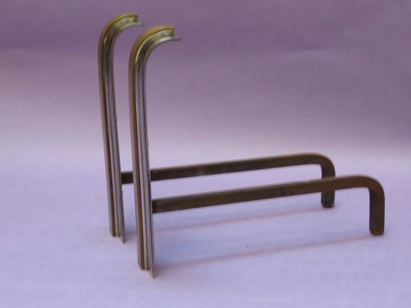 American Strking Andirons In the Style of Karl Springer