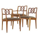 Set of Six, Exotic Tropical Wood Dining Chairs