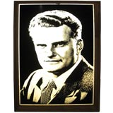 Large Reflective Portrait of Billy Graham on Metal