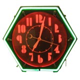 Vintage Hexigon Art Deco Neon Clock