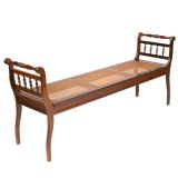 Elegant Brazilian Rosewood Caned Regency Style Bench