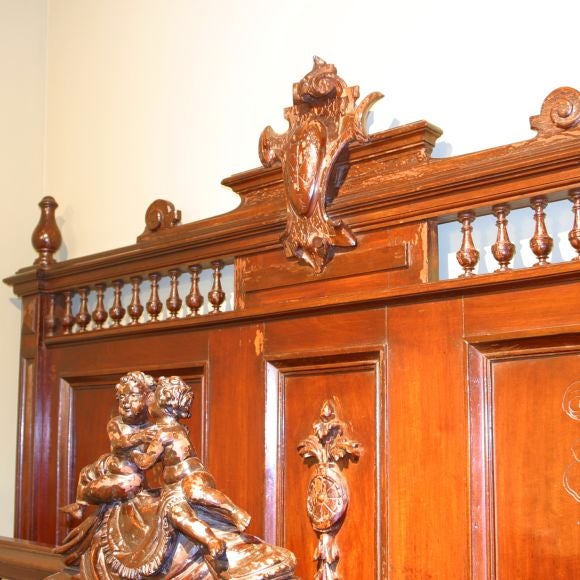 Brazilian Carved bed with headboard and footboard. For Sale