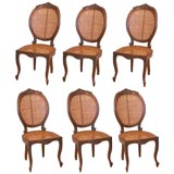 Set of 6 Rosewood Caned Dining Chairs
