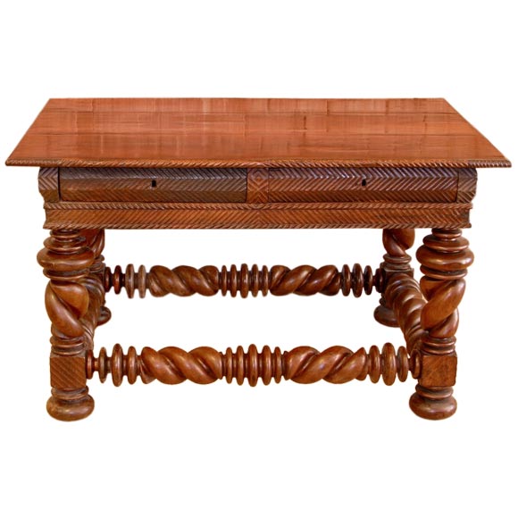 18C Portuguese Style Turned Leg Table at 1stDibs