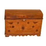 Antique Boxchest with Folk Brazilian Rosewood Inlay