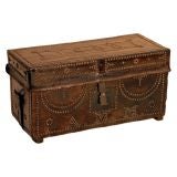 Antique 19C Leather Trunk