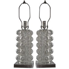 Pair of Italian Bubble Glass Lamps