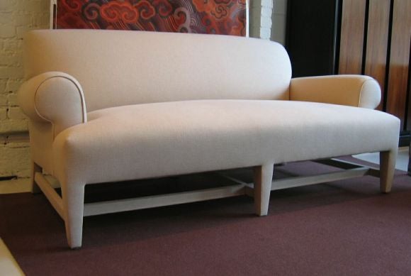 The original name for this sofa was the Madison.  It is no longer available to order, but the design has stood the test of time.  The deep seat and covered stretchers and legs make this piece stand out.