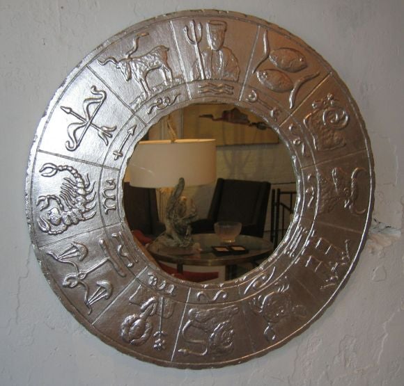 American Large gilt zodiac mirror