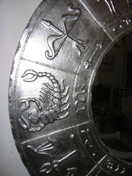 20th Century Large gilt zodiac mirror