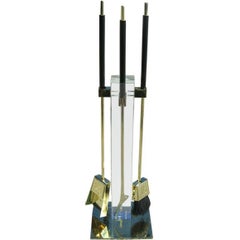 Albrizzi Lucite and Brass Fireplace Set