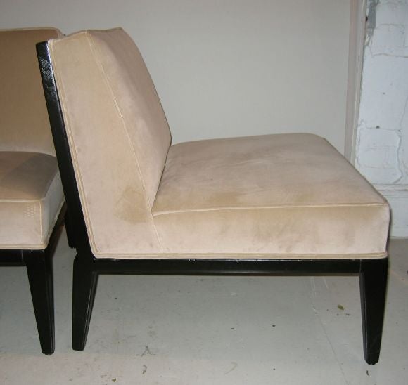 Mid-20th Century Exceptional Pair of Cane-Backed Slipper Chairs