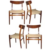 Four Hans Wegner Dining Chairs