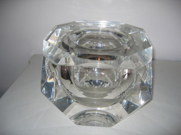French Giant Faceted Lucite Ice Bucket