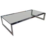 Giant Karl Springer Chrome and Glass Coffee Table
