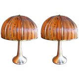 Pair of Gabriella Crespi Bamboo and Brass lamps--signed