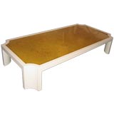 Massive Lacquered Coffee Table with Inset Resin Top