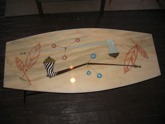 Italian Painted Marble Coffee Table