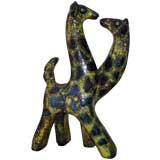Vintage Art Deco Ceramic 'Kissing Giraffes' sculpture by Daniel Andersen