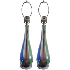 Pair of Colorful Murano Glass Lamps