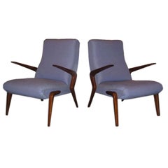 Rare Pair of Osvaldo Borsani Lounge Chairs