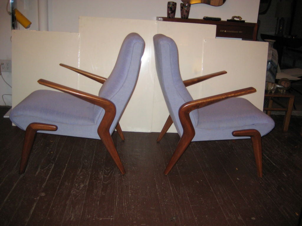 Rare Pair of Osvaldo Borsani Lounge Chairs