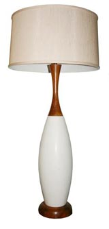 Retro Knoll Large Ceramic Lamp with Walnut Details