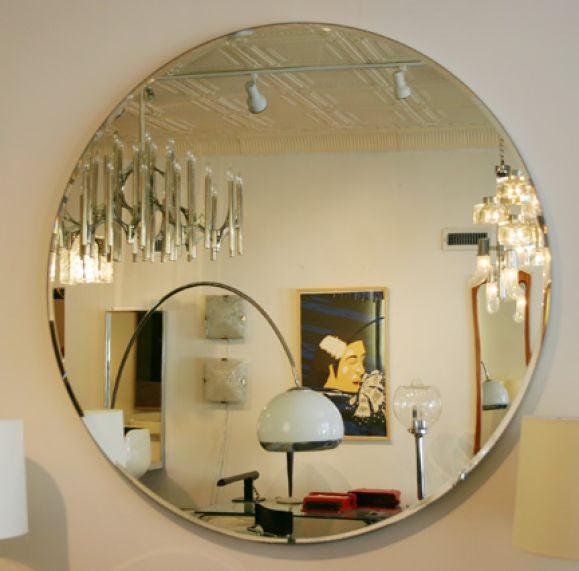 Large Round Bevelled Mirror