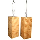 Large Pair Palm Leaf Lamps