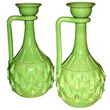 Pair Bright Green Italian Vases