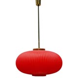 Brilliant Red Hanging Lamp att to Stilnovo