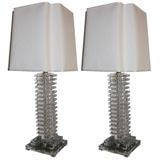 Pair Lucite Lamps attributed to Karl Springer