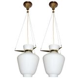 Vintage Pair Italian Glass Hanging Lamps