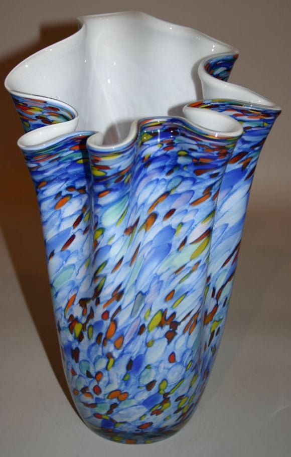 Glass Pair Handkerchief Vases For Sale