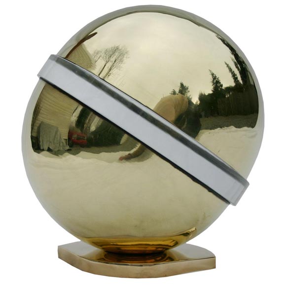 Karl Springer Brass and Lucite Orb