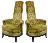 Pair High Back Armchairs