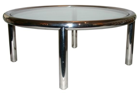 Chrome and Glass Coffee Table For Sale