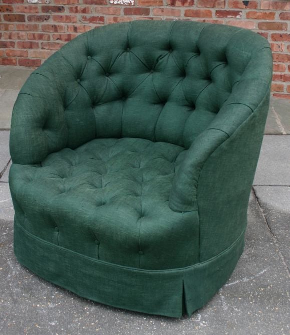 Wood James Mont attributed Tufted Armchair For Sale