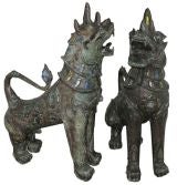 Antique Ancient Bronze Chinese Foo Dogs