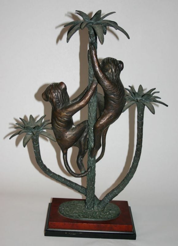 Bronze Monkey Candleabra In Excellent Condition In Southampton, NY
