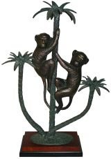 Vintage Bronze Monkey Candleabra
